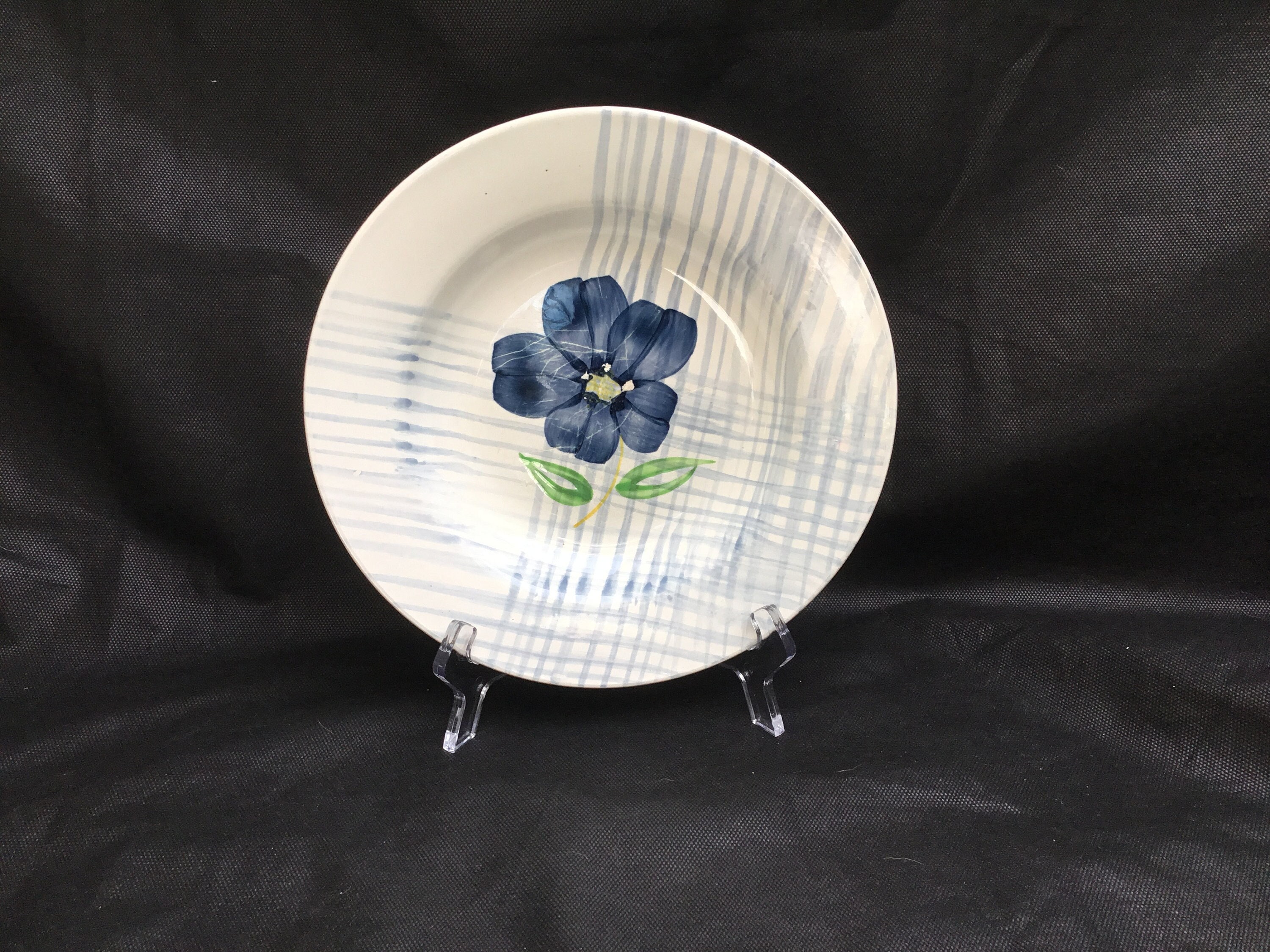 Vintage - 2 Digoin Sarreguemines Valentin, Porcelaine, Bleu et Blanc, Assiettes Creuses, Bols à Dess