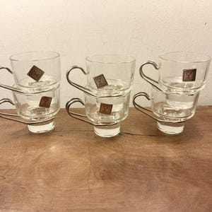 Vintage VEMAM Italian Espresso Cups - Clear Glass with Chrome Handles, Set of 6 image 2