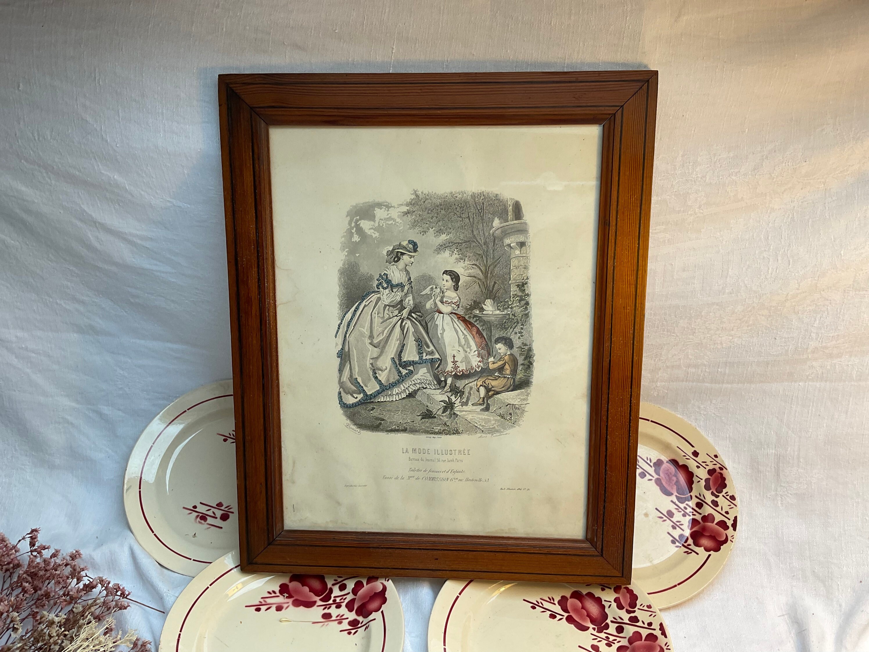 1800s, French, Framed, Fashion Print, La Mode Illustrée #24