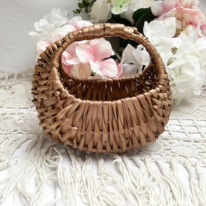 Vintage, French, Wicker, Hand Woven, Gondola Bag, Flower Basket, Gondola Basket, Childs Basket, Decorative Basket, Rustic Decor