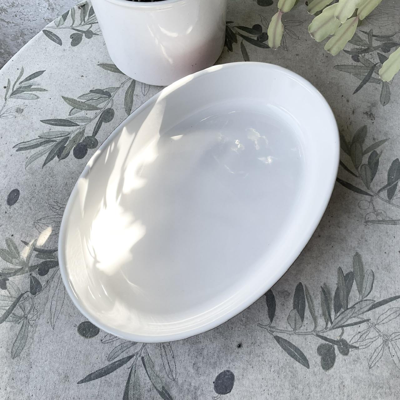 ヴィンテージ エミール アンリ オーバル グラタン皿：赤と白のフランス