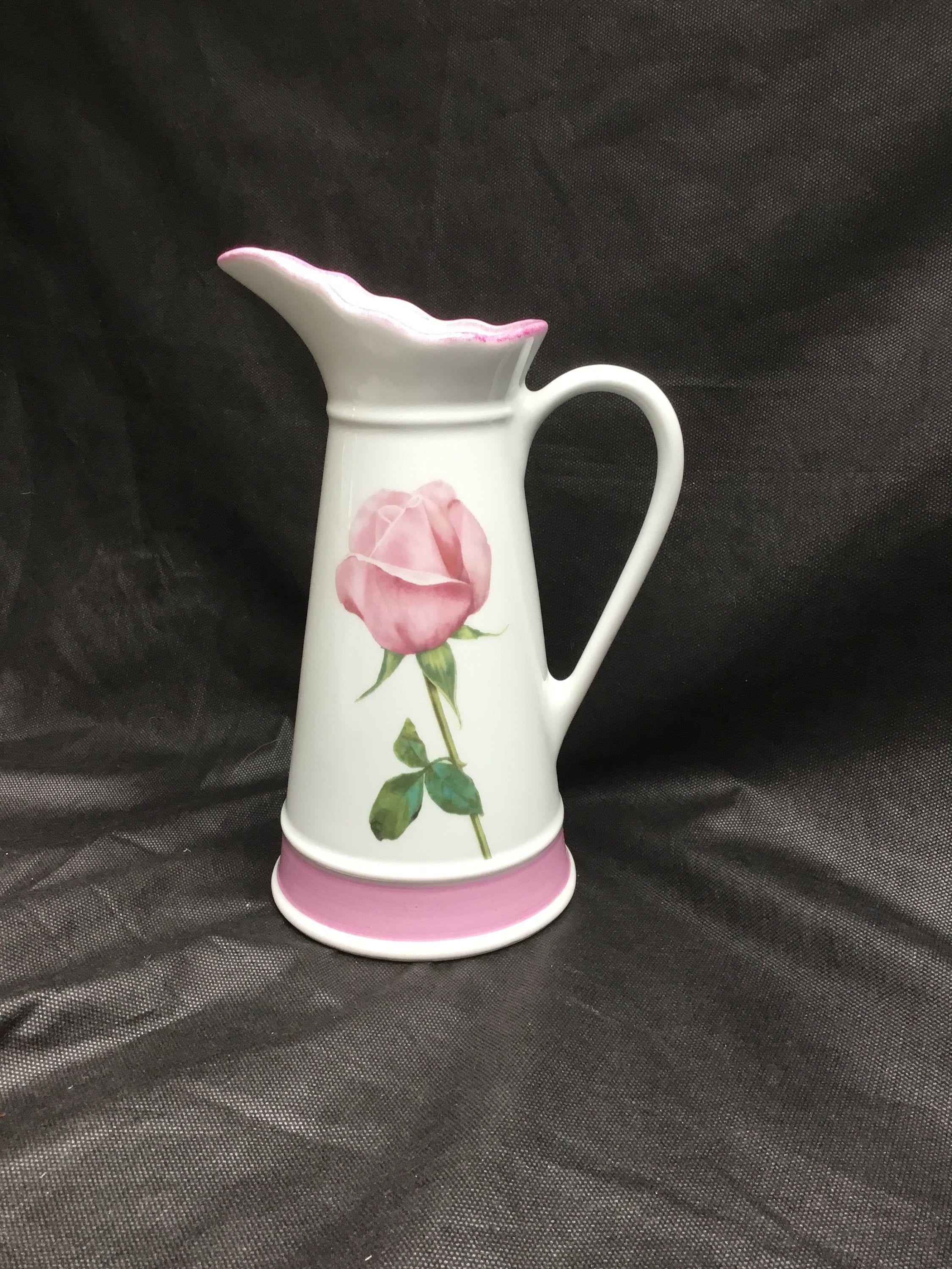Vintage - Porcelaine de Limoges, Rose et Blanc, Motif Rose, Pichet d'eau, Vase, Décoration Salle Bai