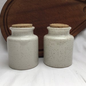 Vintage, French, Stoneware, Corked, Mustard Pot, Speckled Glaze, Country Kitchen, Rustic, Kitchen Storage
