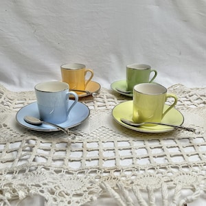 Apilco Habitat Espresso Cup Set: Pastel Harlequin French Bistro Crockery