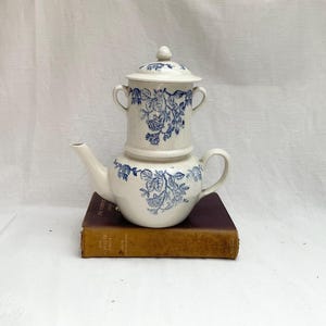 Vintage, St Uze, Terre d'Acier, tekanna, kaffekanna, Tisane Infuser, Cobalt Blue Floral Design
