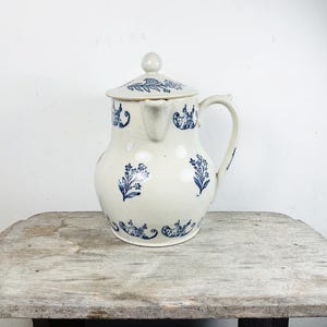 St Uze, Bianco, Terre d’Acier, Medio, Con coperchio, Brocca da caffè, Manico laterale, Blu cobalto