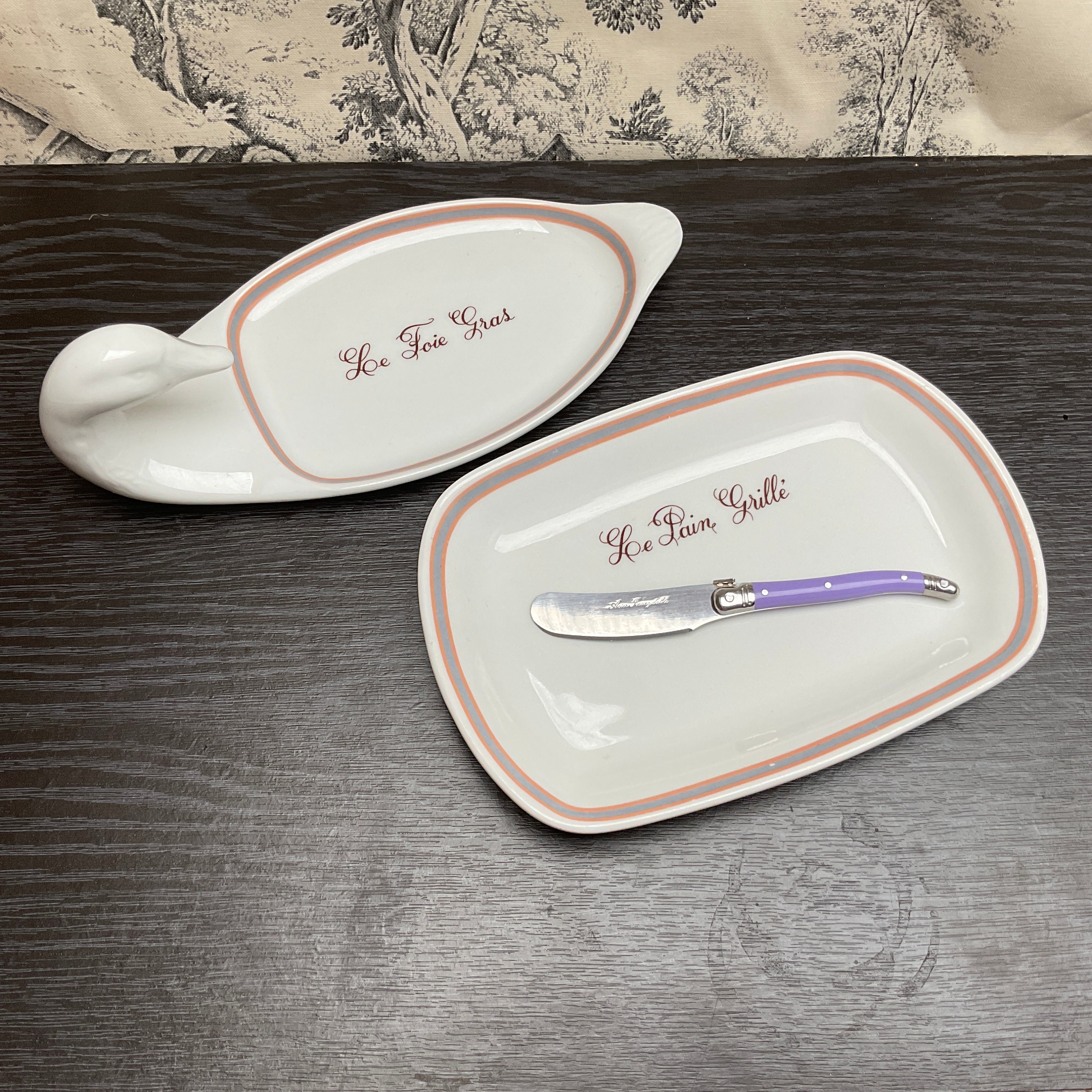 Lot De 6 Assiettes à Foie Gras Vintage – Porcelaine Française – Déco A. Lhonnheur