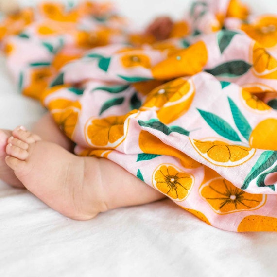 Bamboo Muslin Swaddle Oranges Baby Blanket Muslin Swaddle Blanket Newborn Gender Neutral Baby Swaddle Lightweight Citrus Baby Shower Etsy Canada