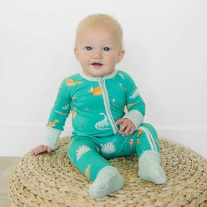Dinosaur Bamboo Baby Pajamas, Convertible Romper Boy, Bamboo Zippy Sleeper, Dino Romper, Baby Shower Gift, Zip Romper