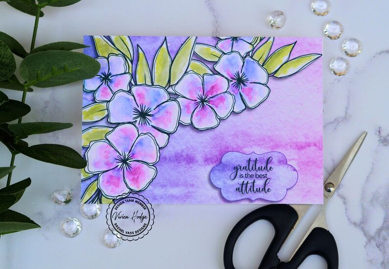instant download line art Gratitude hand drawn digital stamp Digi Stamp FREEBIE 2021 Calendars clip art flowers Rachel Vass Designs