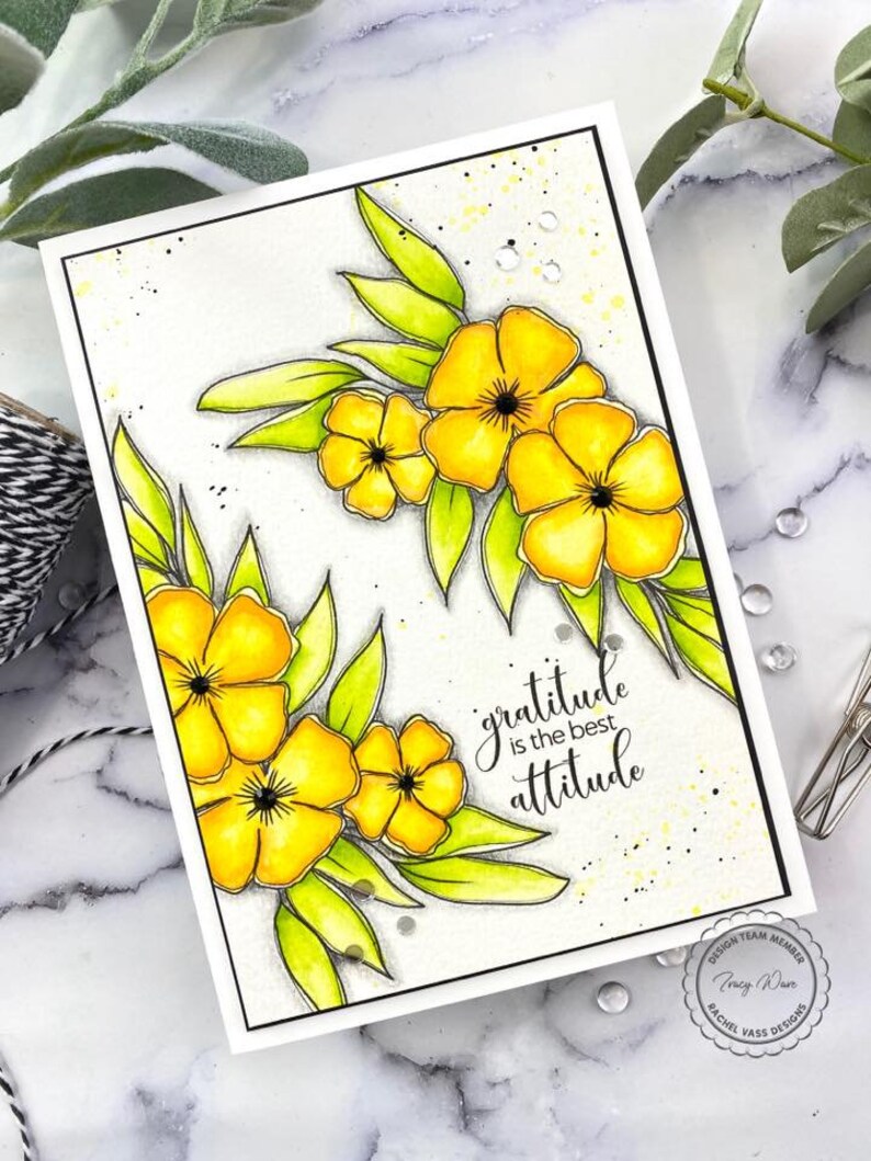 instant download line art Gratitude hand drawn digital stamp Digi Stamp FREEBIE 2021 Calendars clip art flowers Rachel Vass Designs