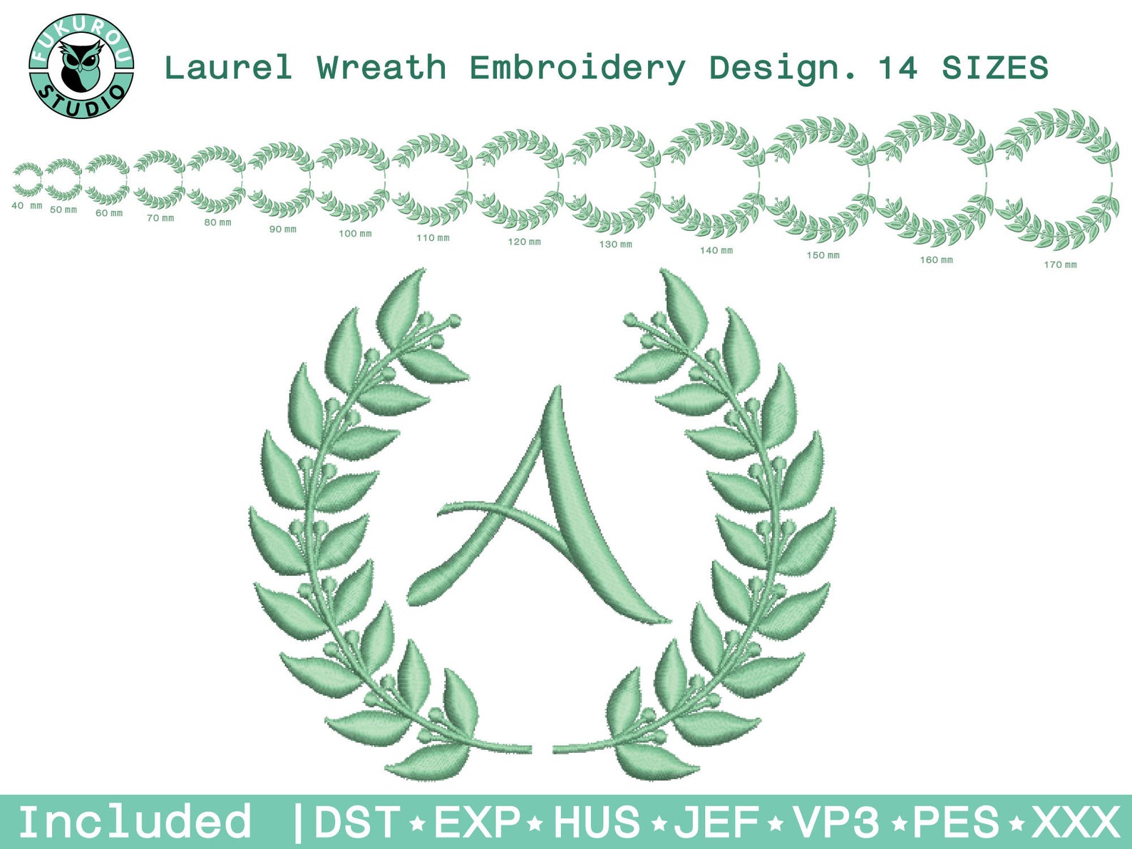 Laurel Wreath Embroidery Design. Laurel Wreath Design. Mini Etsy