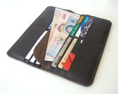 Women Dark Brown Leather Wallet - Handmade Leather Credit Card Wallet Card Holder - Hand stitched
