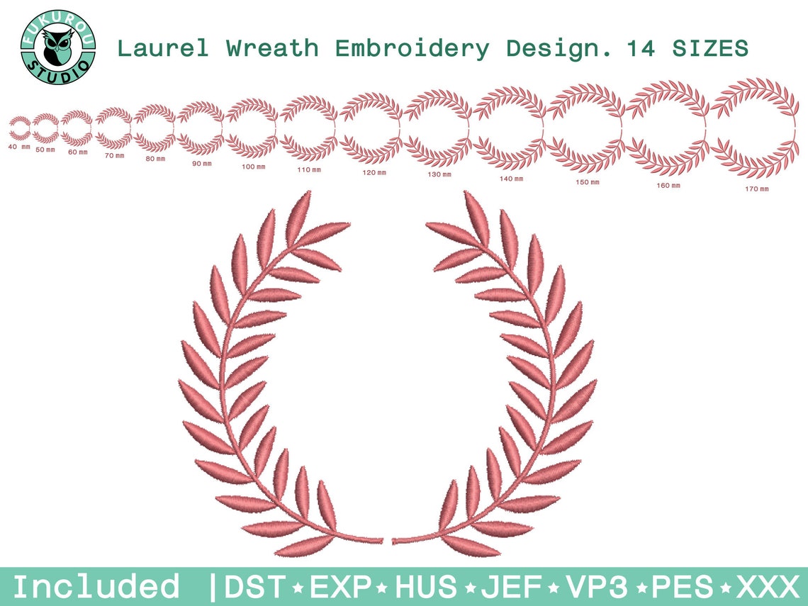 Laurel Wreath Embroidery Design. Laurel Wreath Design. Mini Etsy