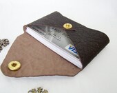 Dark brown slim leather cards case - Vintage