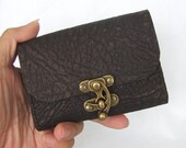 Dark brown leather cards case - Vintage - HANDSTITCHED