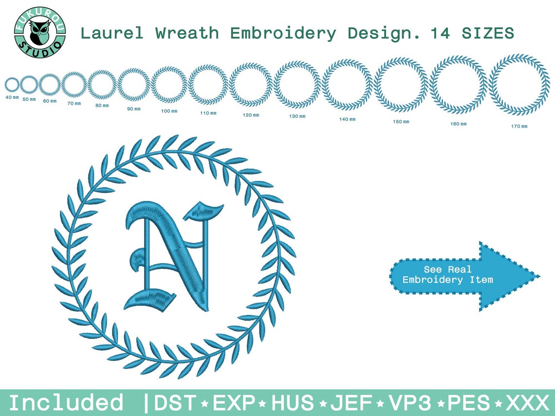 Laurel Wreath Embroidery Design. Laurel Wreath Design. Mini Etsy