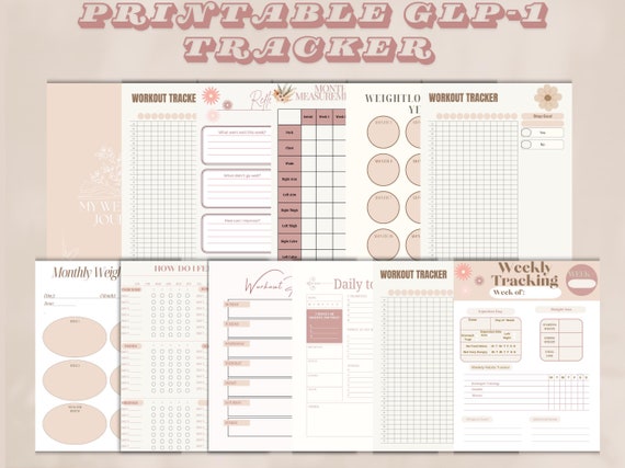 monthly glp-1 GLP-1 Journey Tracker: Weekly, Monthly, Daily Planner (printable)