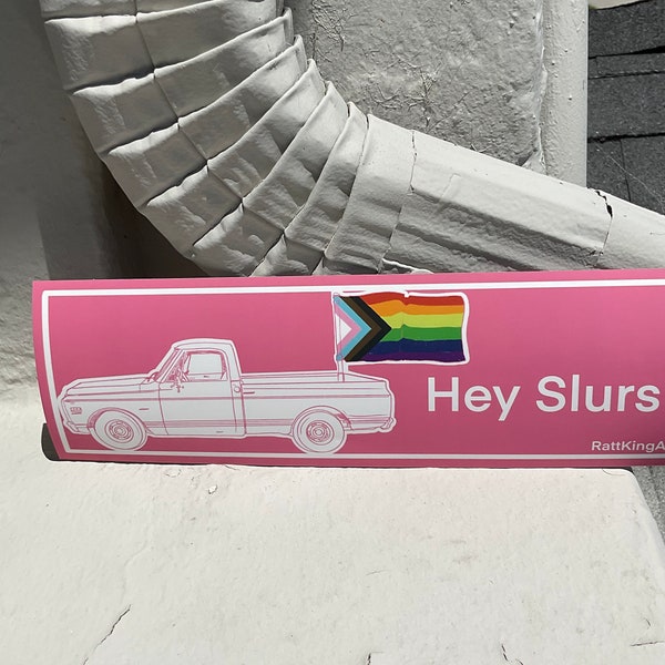 Hey Pride Vinyl Bumper Sticker