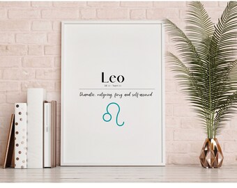 Leo Zodiac Digital Print Descargar - arte de pared para oficina, dormitorio, dormitorio o cualquier decoración del hogar