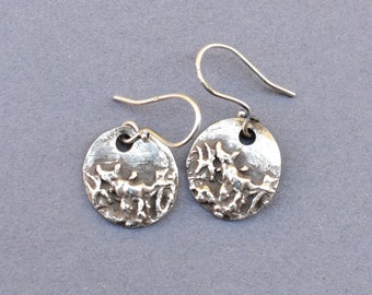 Fine silver Earrings with organic free form texture. hand fabricated by Valentina Plishchina