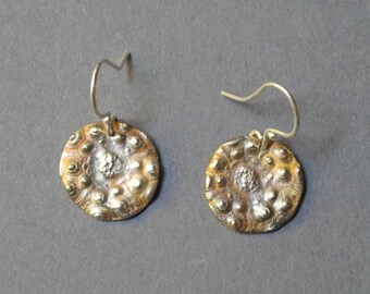 Silver Earrings--"Sea Life 2"-- handcrafted fine silver