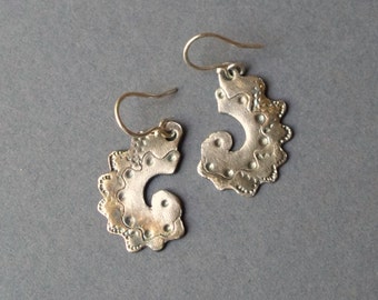 Silver Earrings--"Silver Swirls"-- handcrafted fine silver