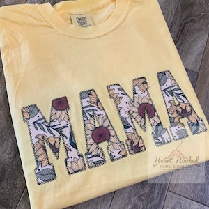 Sunflower Mama Comfort Color Tee || Applique T Shirts|| Mama | Mom || Womens || Gift || For Her| Birthday || || Trendy| Embroidery