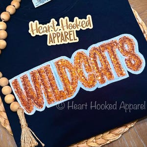 Embroidered Sequins Team Name Comfort Color adult and kids comfort wash | Long Sleeve T-shirt | School |Team Colors| Mascot | Sparkle