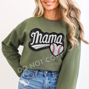 Custom Sport Mama faux embroidered printed vinyl sweatshirt |Iron on| Girl Friend |Trendy |baseball,basketball,soccer,volleyball,dance,cheer