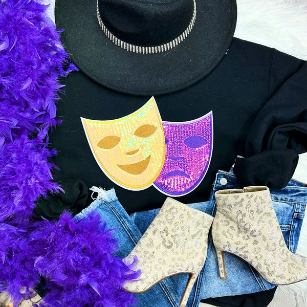 mardi gras mask sweatshirt