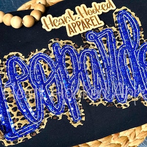 Leopard Sequins Team Name Gildan Sweatshirts | Girl Friend | Wife |Custom |Trendy | School | Custom Team Colors| Mascot