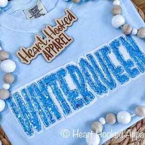 Embroidered Sequins Team Name Comfort Color | Short Sleeve T-shirt |Trendy | School | Gift |Team Colors| Mascot | Sparkle