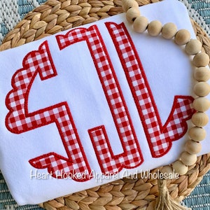 Monogramed Comfort Color T-shirt, (please look at all photos) custom, personalize, appliqué embroidery, wife, teacher. Trendy, plaid