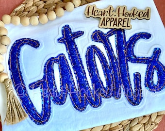 Embroidered Sequins Team Name Comfort Color adult and kids Gildan | Long Sleeve T-shirt | School |Team Colors| Mascot | Sparkle