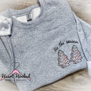 Embroidered Christmas Tree Cake Tis The Season Sweatshirt, Christmas Tree Cake Sweatshirt, Embroidered Tree Cake, Christmas Party Tee