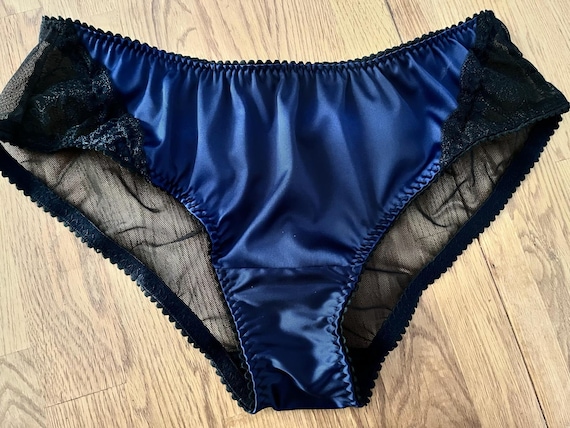 Braguitas de mujer Braguitas de mujer Azalea con encaje azul marino y negro Ropa interior de malla transparente Etsy Mexico