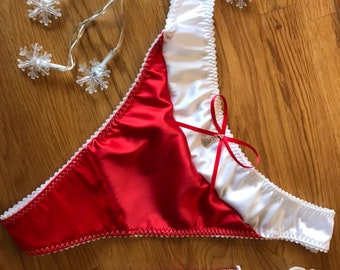 Christmas Lingerie Gift Secret Santa Red Satin Thong, in Sizes UK8-UK22  Plus Size Satin Panties Xmas Gift for Girlfriend -  Canada
