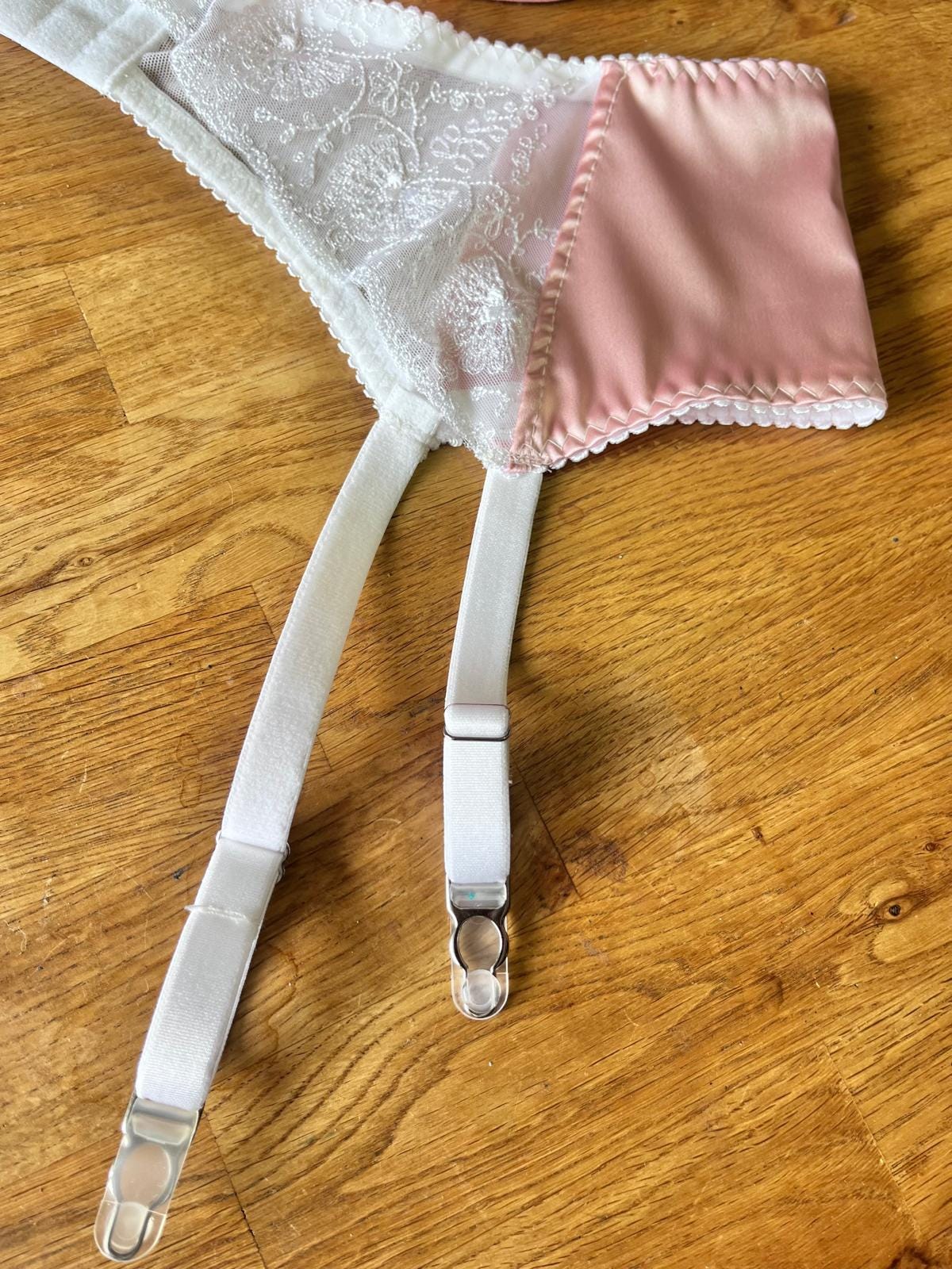 Womens Underwear Pink Satin Suspender Belt With Floral Lace Panelling. 4  Straps With Metal Clips Sizes Uk8 - Uk22. - Etsy