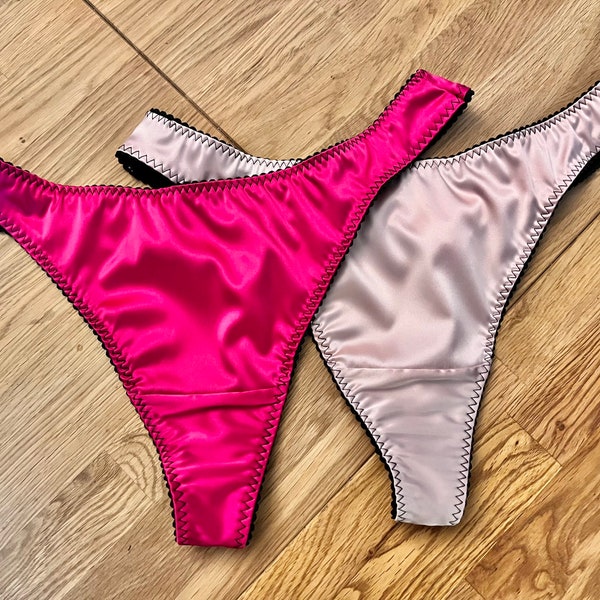 Hot pink & Baby pink thong set of 2. Valentines gift. Valentines. Available in sizes UK10 - UK20 plus size lingerie