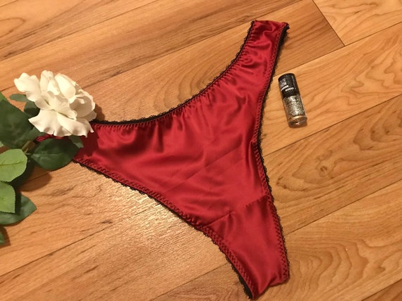 Stunning Red Satin Womens Thong, Sizes UK6 UK22. Valentines Gift