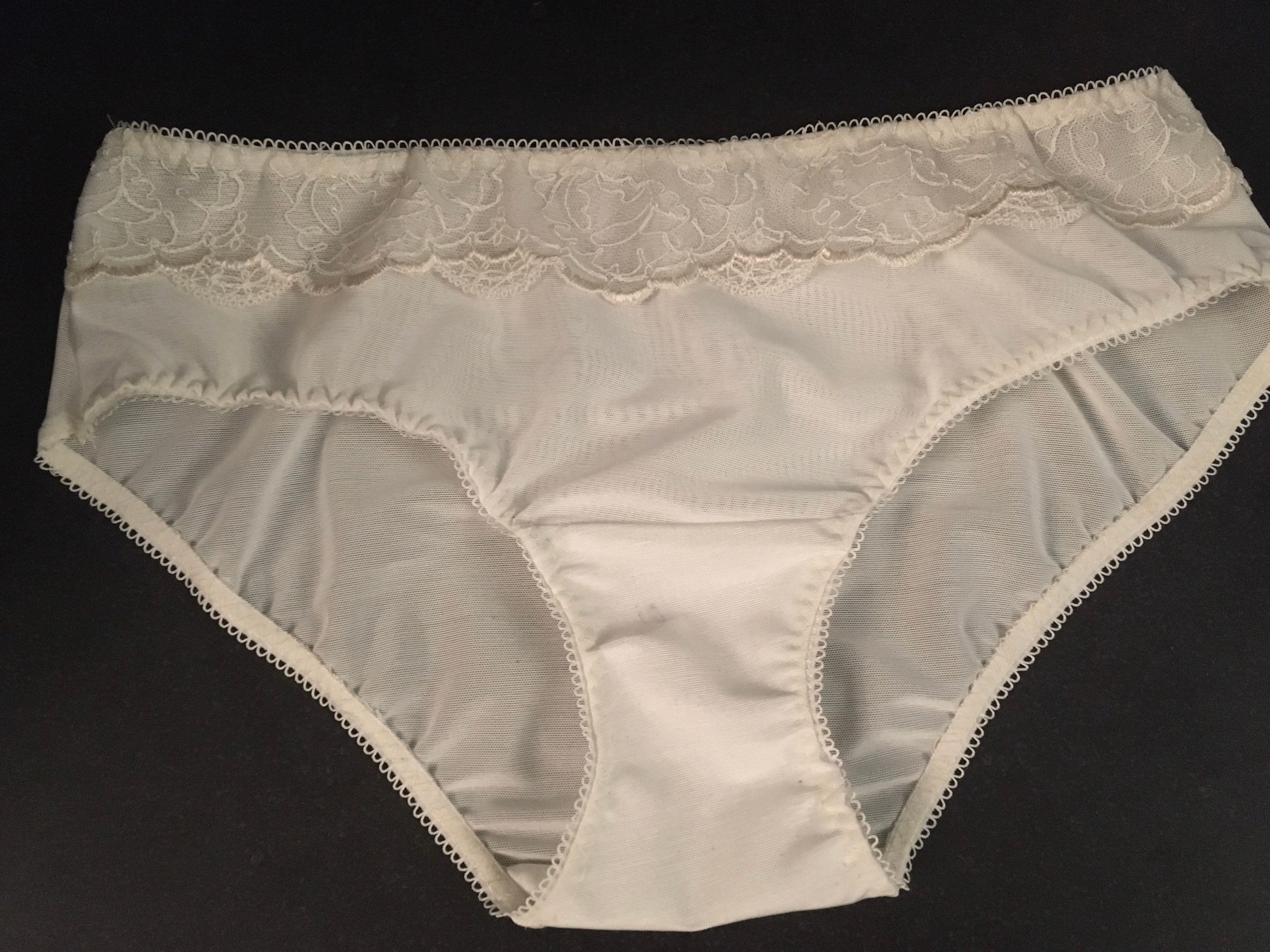 Sienna ivory lace trim brief mesh lingerie see thru | Etsy