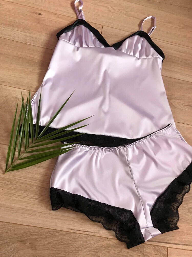 Lace Trim Camisole Linen Split Set Elegant Style