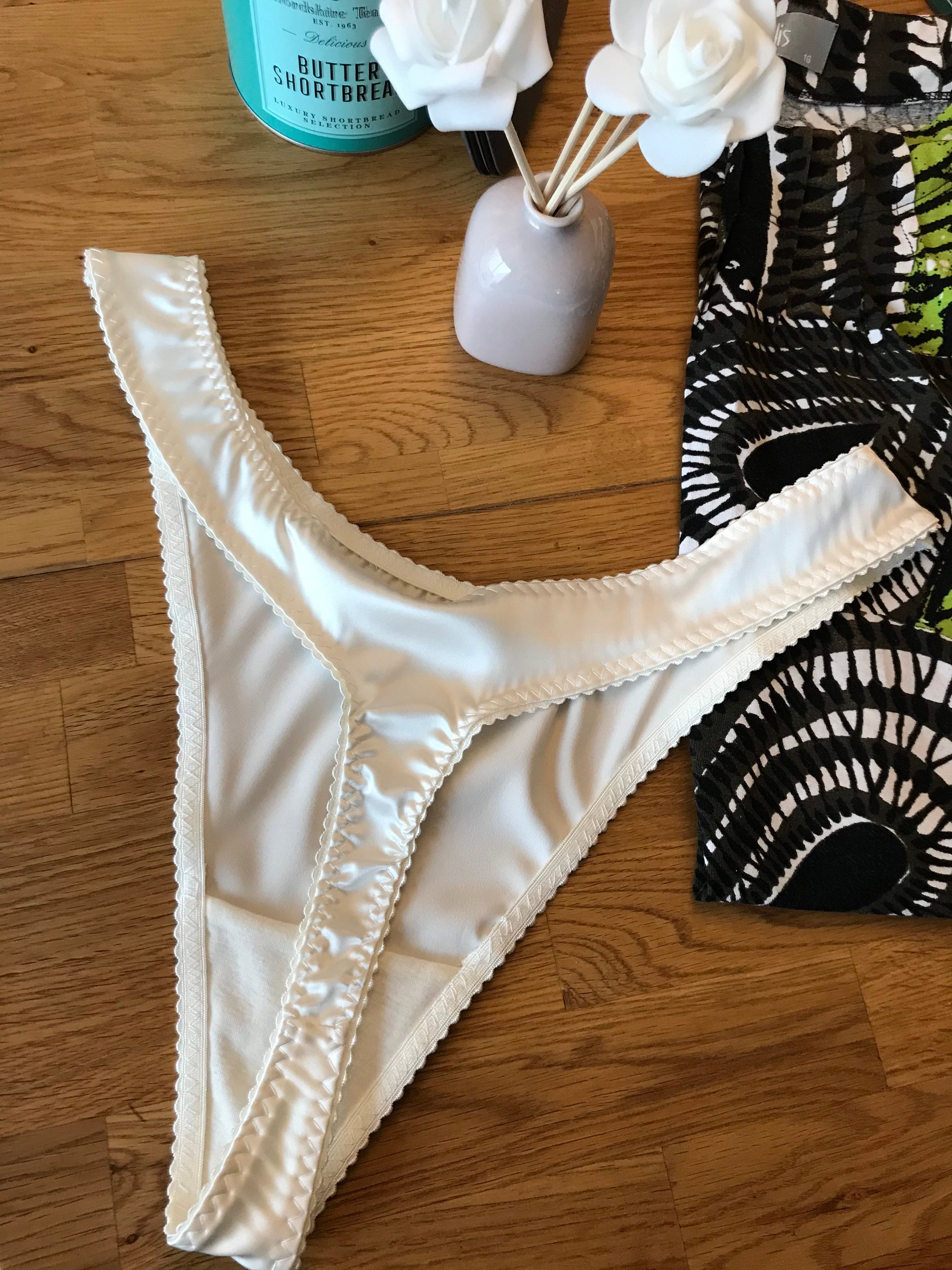 Womens Underwear Ivory Stretch Satin Thong. Wedding Underwear - Etsy UK