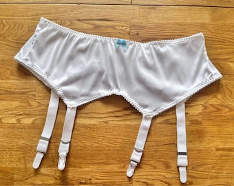 Wedding Underwear White Satin Suspender Belt With Lucky Sixpence