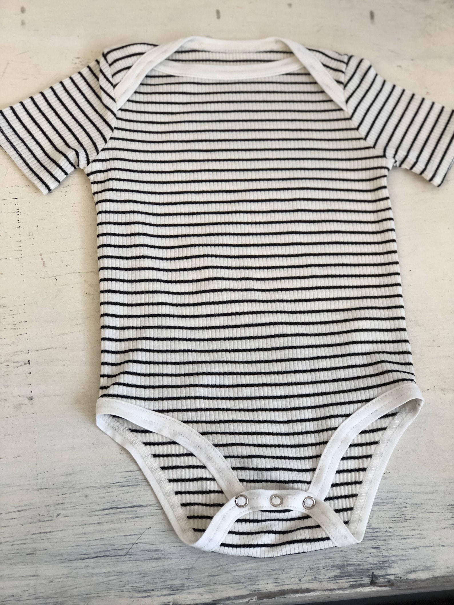 Black and White Ribbed Stripe Onesie Etsy
