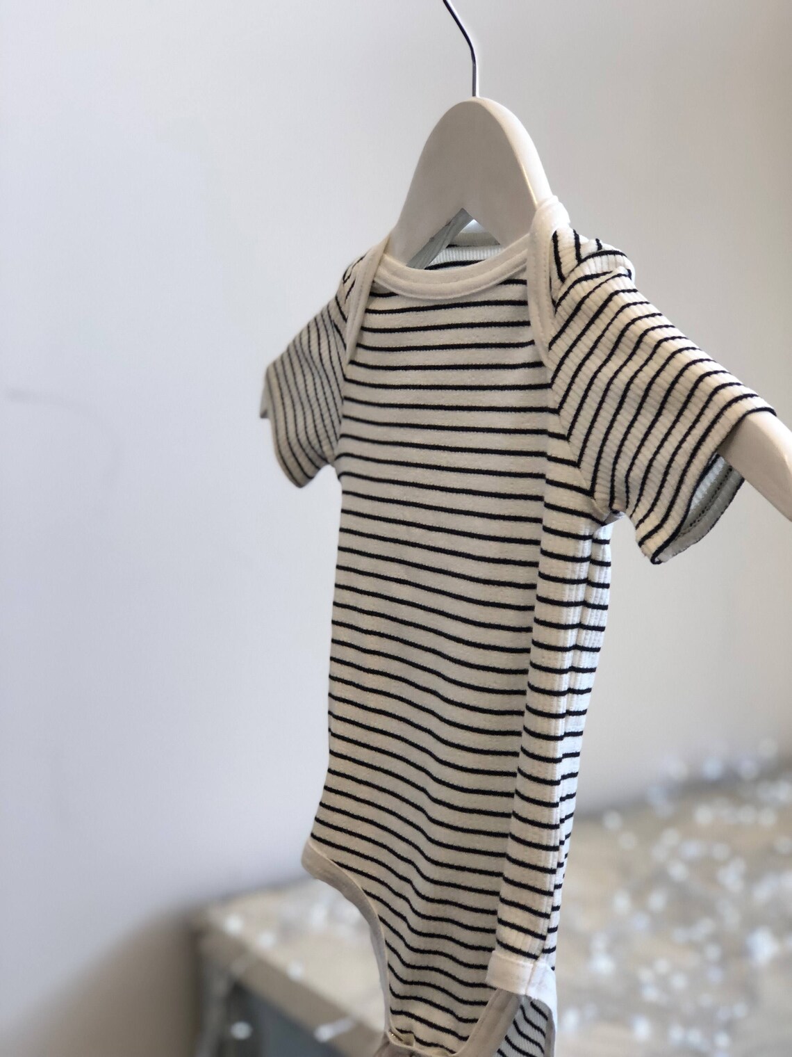 Black and White Ribbed Stripe Onesie Etsy