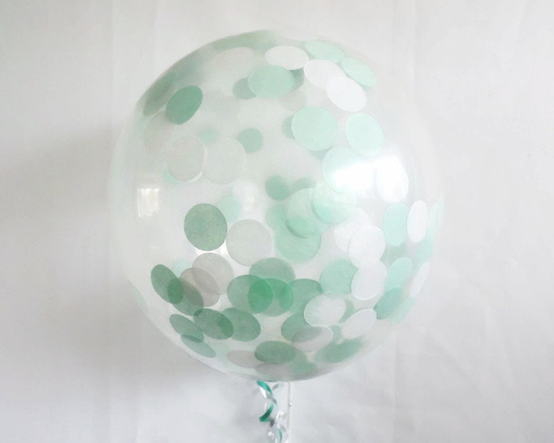 8 Mint Balloons Confetti Balloons Mint Green Baby Shower Etsy