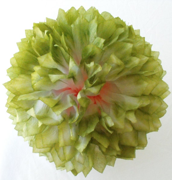 Green Party Decorations Green Paper Pom Poms Pink And Green Etsy