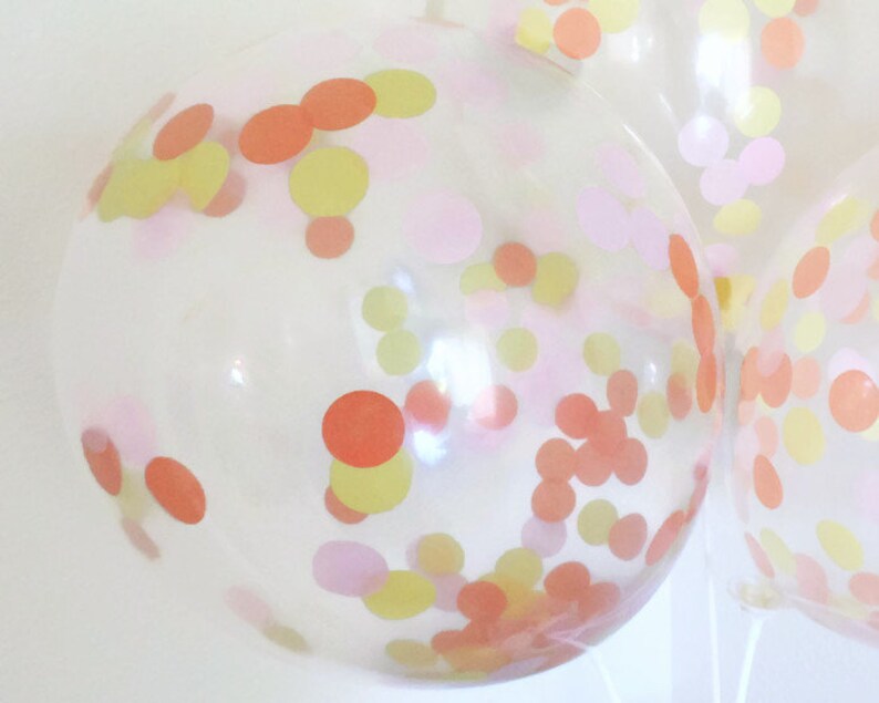 Pink Balloons Pink Confetti Orange Balloons Yellow And Pink Etsy